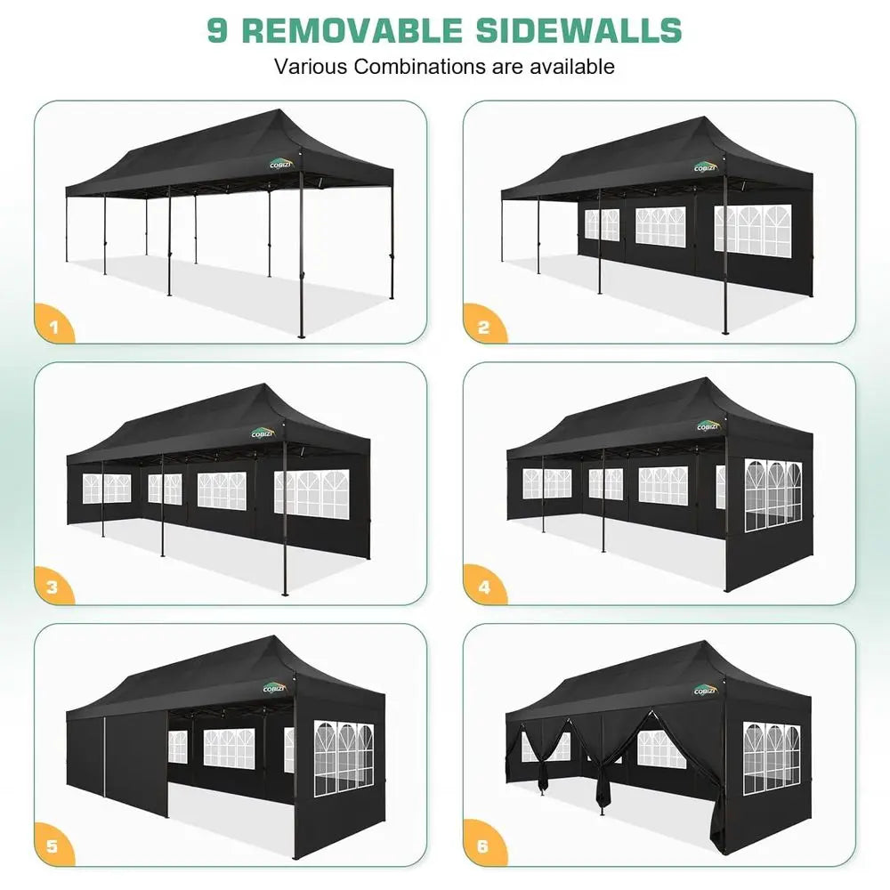 10x30 Pop  Canopy Heavy Duty with 8 Removable Sidewalls, Commercial Portable Tents for Parties Ez  Canopy AllWeather Windpr