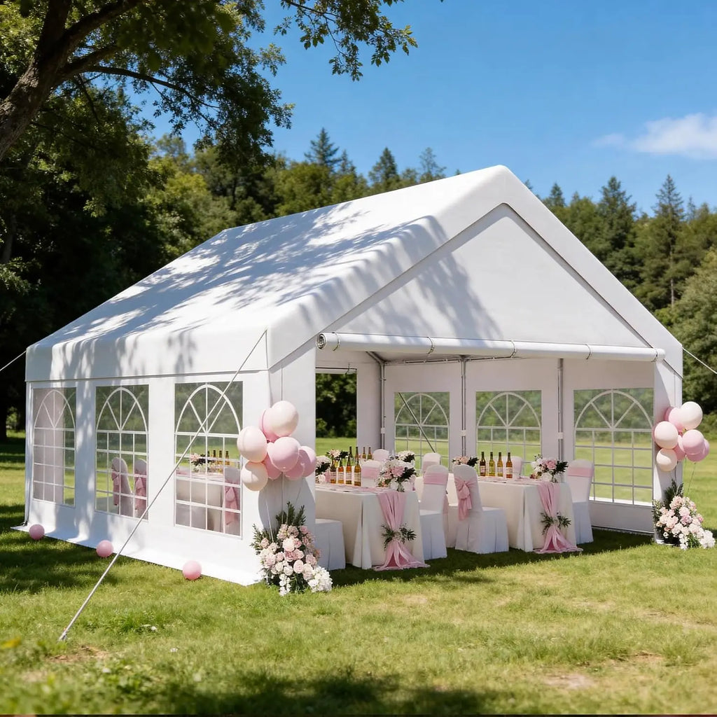 Tente de réception 20x20 pour événements, tentes de jardin avec ballons en bonus, abri de voiture robuste, auvent de mariage, personnalisable