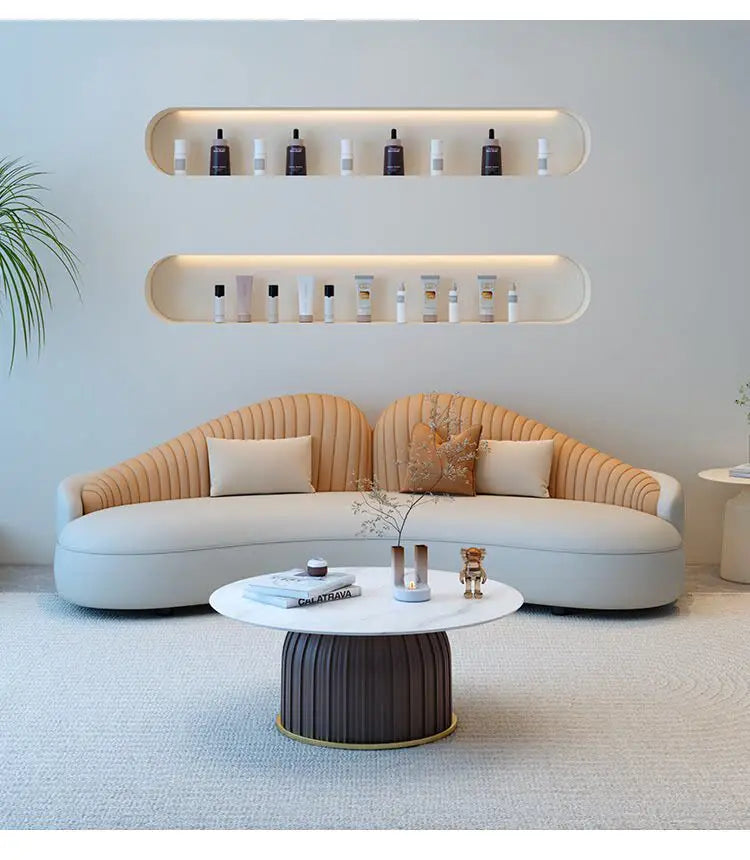 Italian Minimalist Designer Curved Sofa Nordic Creative Beauty Salon Lounge Reception Sofa Office Furniture أثاث مكتبات FYOS