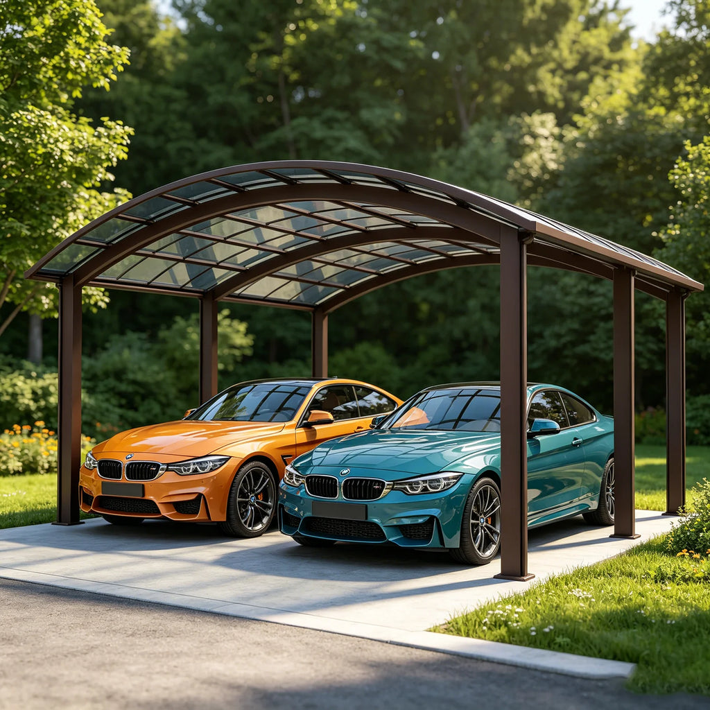Premium Aluminum Outdoor Structures & Shade, Freestanding Carport Garage with Thick Roof Panels, Reliable Car Parking Shelter