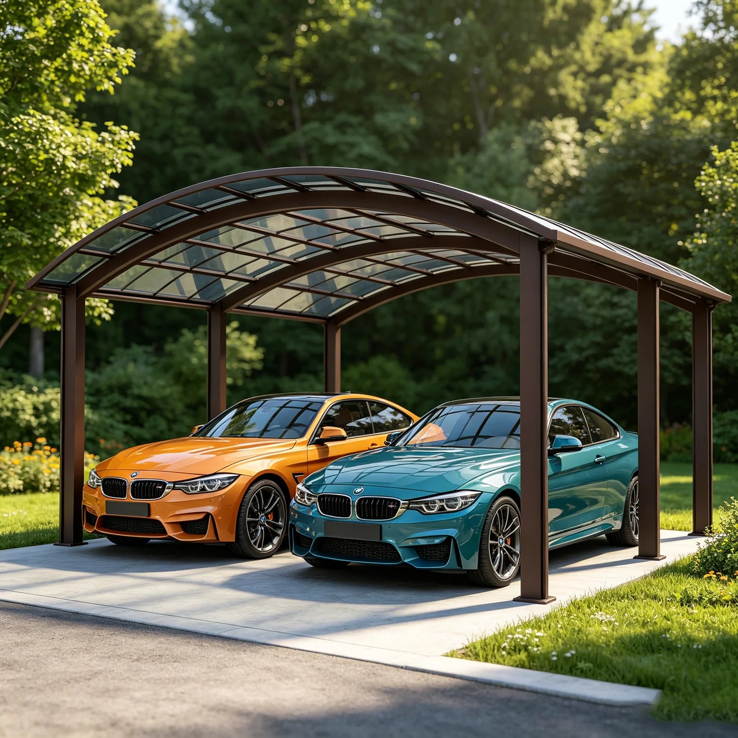 Premium Aluminum Outdoor Structures & Shade, Freestanding Carport Garage with Thick Roof Panels, Reliable Car Parking Shelter