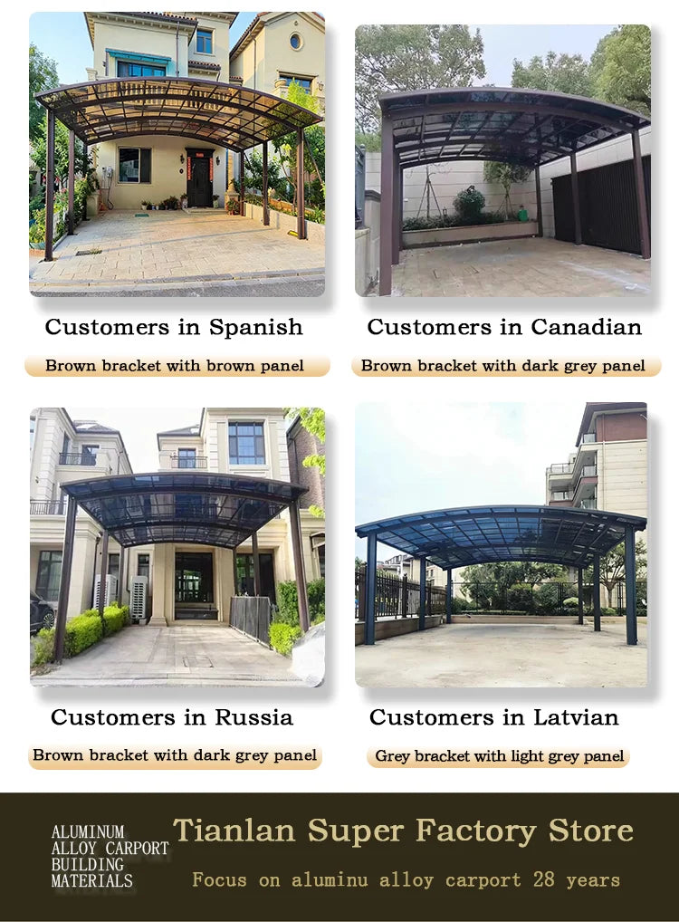 Premium Aluminum Outdoor Structures & Shade, Freestanding Carport Garage with Thick Roof Panels, Reliable Car Parking Shelter