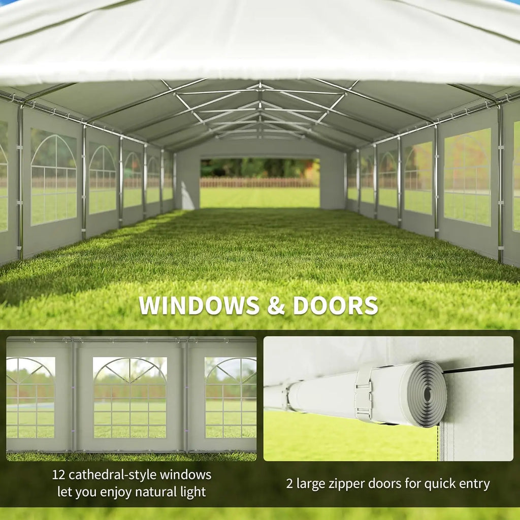 20x40ft Heavy Duty Party Tent Gazebo Wedding Event Shelter Removable Sidewalls Windows Waterproof White, Customized