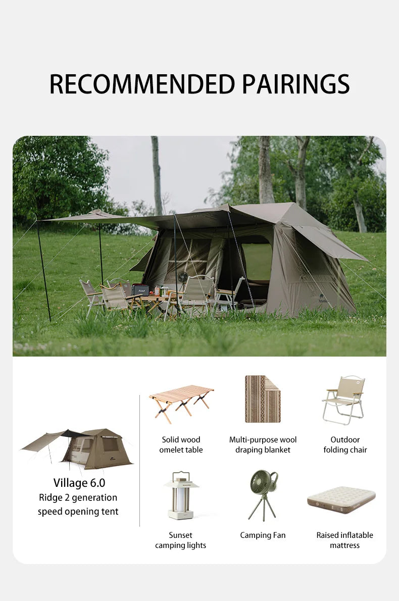 Naturehike Village 6.0 The Second Generation Quick Open Tent Family Automatic Tent for Camping Outdoor