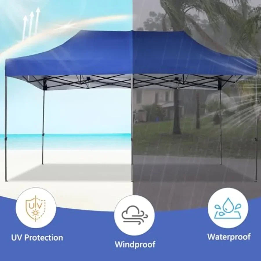 10x20 Feet Pop up  Tent Folding Heavy Duty Height Adjustable Shelter Gazebos with Wheeled Bag