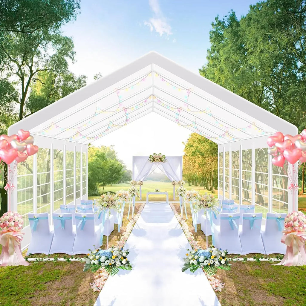 20x40 Party Tent Heavy Duty, Party Tents with 8 Removable Sidewalls & 4 Built-in Sandbags, White