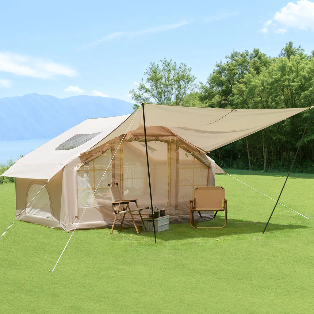 Instant Inflatable Tent for 4/6 Person Camping Quick Setup Family Tent with Integrated Ventilation All-Weather Waterproof Wind