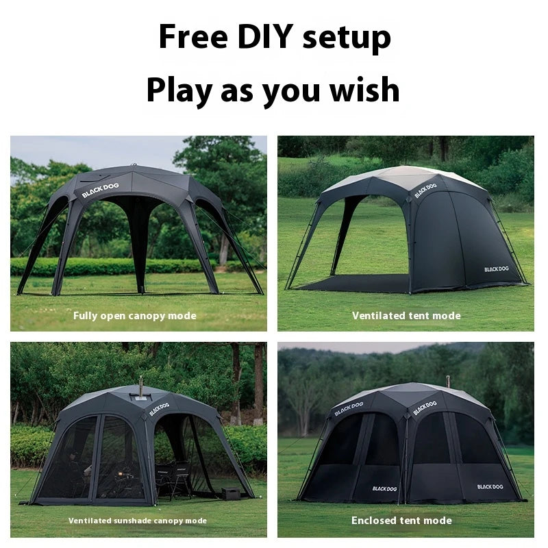 Naturehike BLACKDOG Camping Dome Tent Sunshade 150D Oxford Cloth Combination Buckle or Zipper Outdoor Travel Tent With Chimney