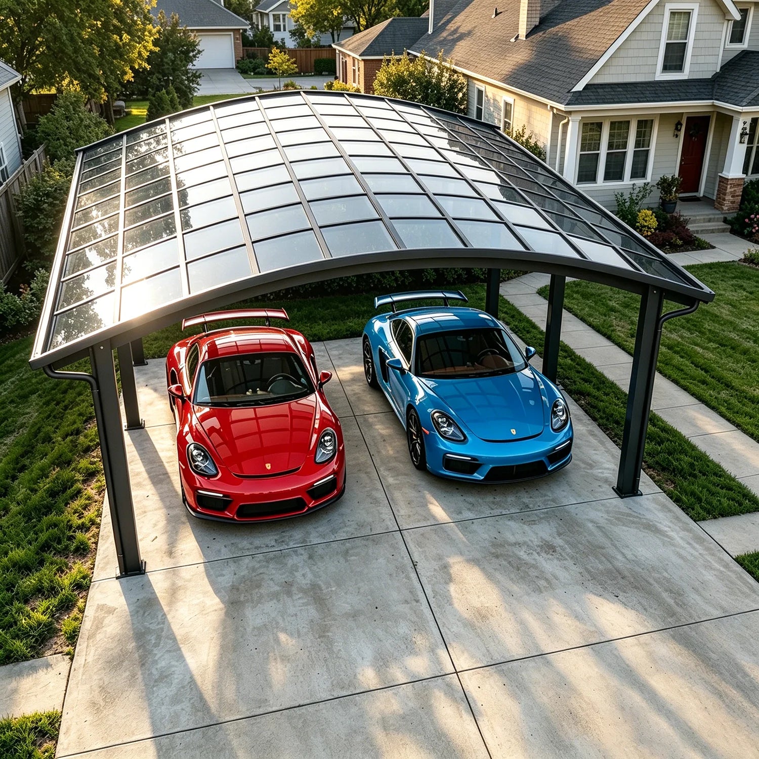 Premium Aluminum Outdoor Structures & Shade, Freestanding Carport Garage with Thick Roof Panels, Reliable Car Parking Shelter