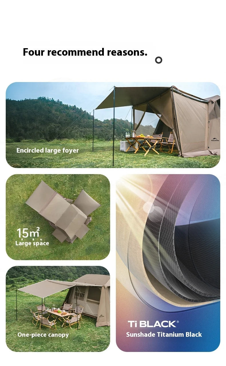Naturehike Village 6.0-Roof Quick-open Camping Tent Outdoor Portable 150D Titanium Black Oxford Cloth Waterproof Sunscreen Tent