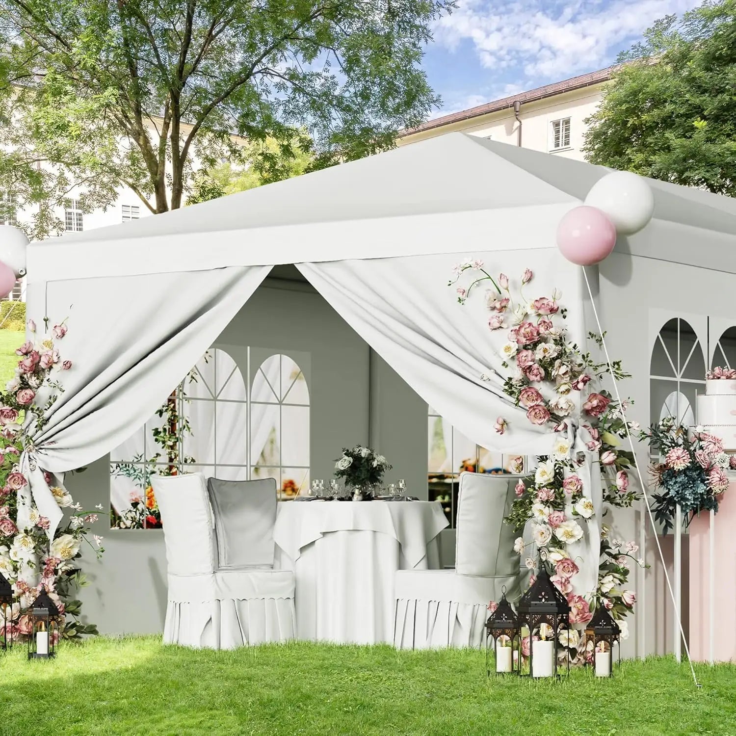 Tonnelle de réception robuste 10'x30' – Chapiteau de mariage imperméable avec parois latérales amovibles et 2 portes – Parfait pour, personnalisable