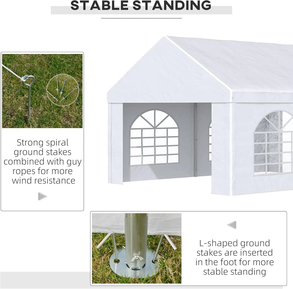 20 x 40 ft Heavy Duty Party Tent Outdoor Gazebo Wedding Tent Event Shelter Carport BBQ with Removable Sidewalls & Windows, Outs