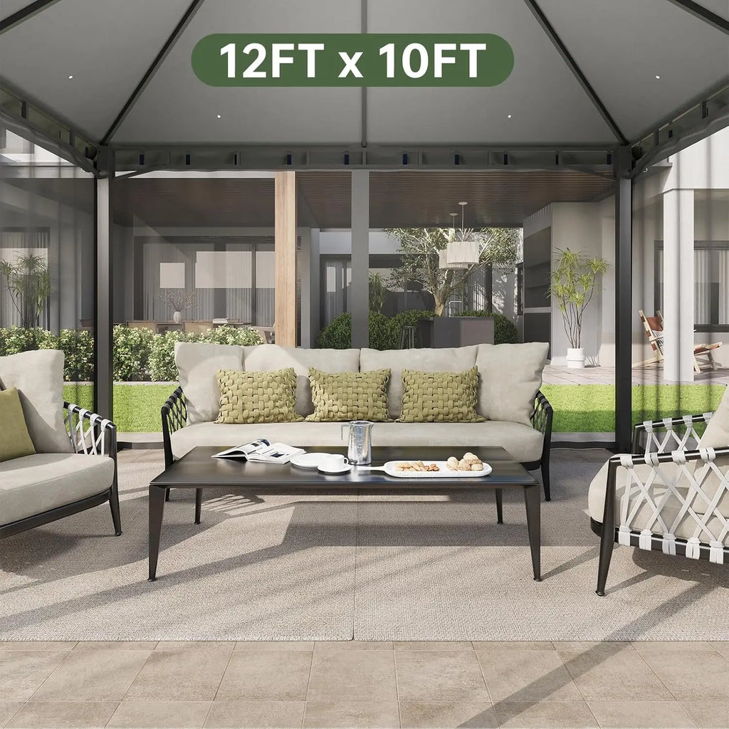 Customized Heavy-Duty Outdoor Gazebo with Double Roof, Mosquito Netting & Zipper Screens, Perfect for Party & Patio Use