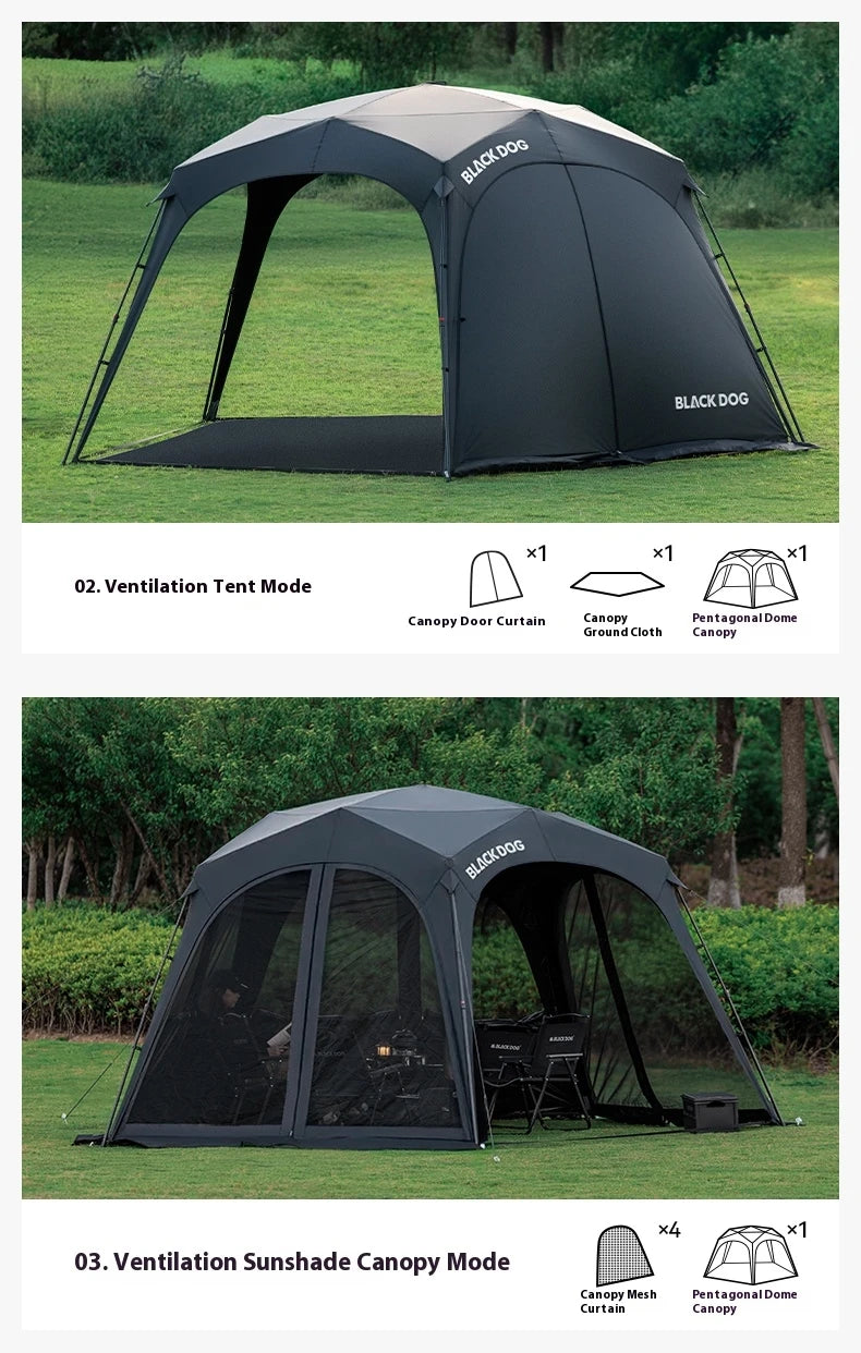 Naturehike BLACKDOG Camping Dome Tent Sunshade 150D Oxford Cloth Combination Buckle or Zipper Outdoor Travel Tent With Chimney