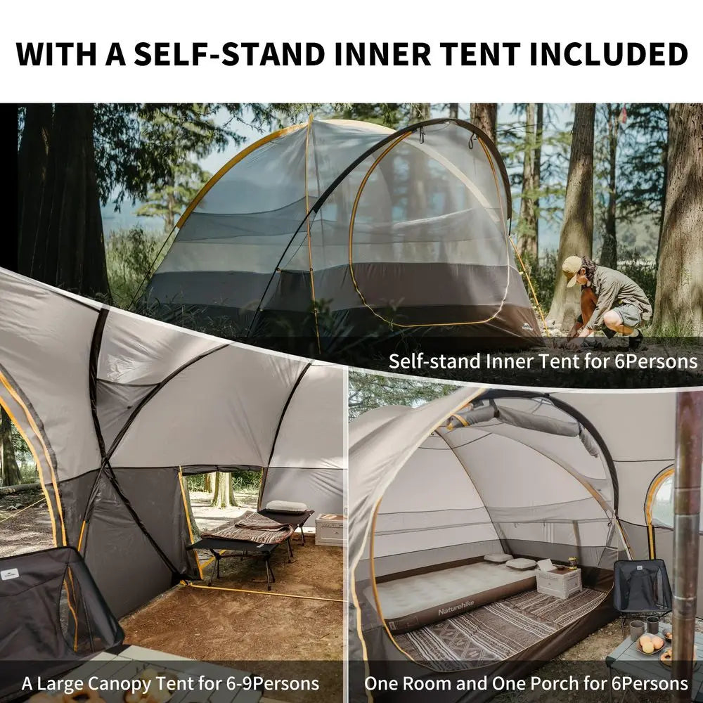 KOTA Camping Tent, Double Layer Waterproof Tents for Camping, Large and Tall Family Tent with Vestibules Porch