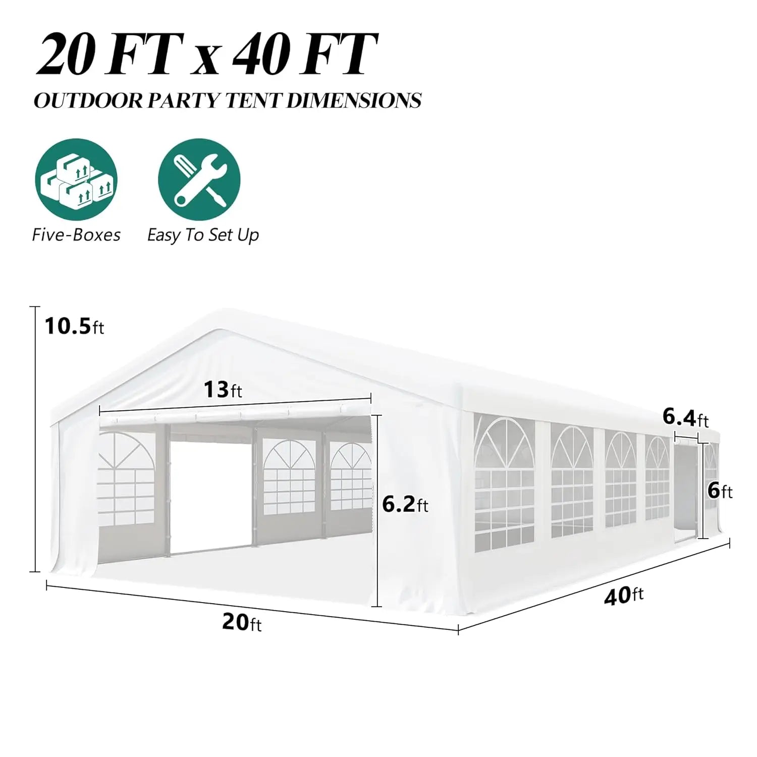 20x40 Event Tent with Removable Sidewalls & Sand Bags
