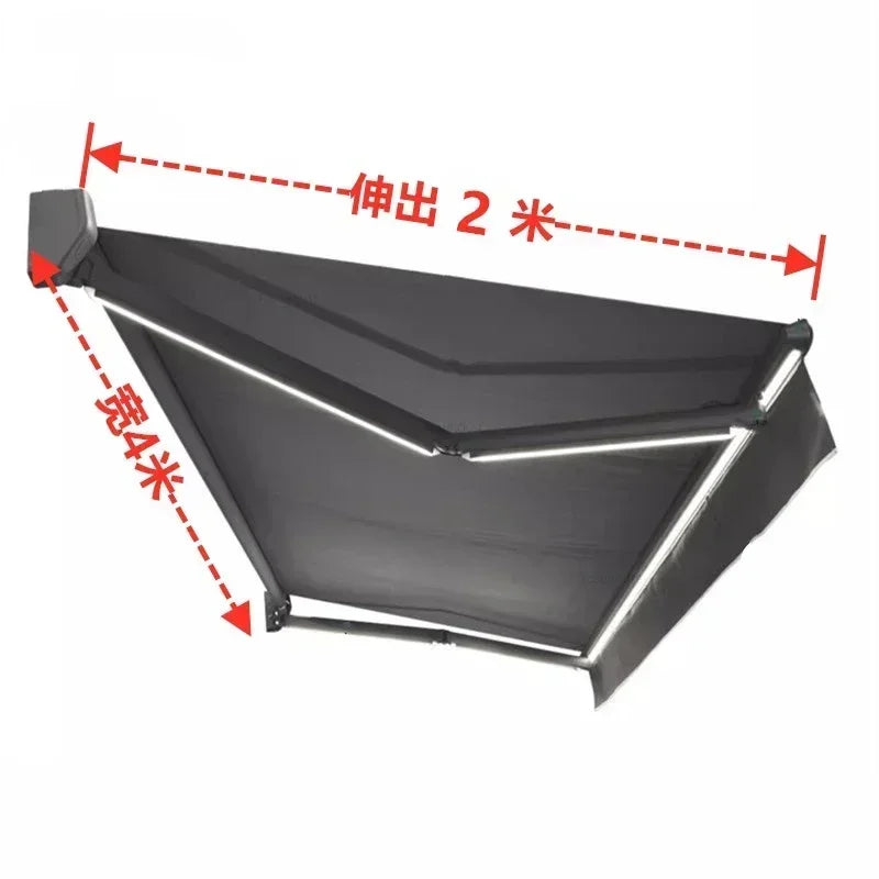 Tent Electric Canopy Retractable Folding Gazebos Outdoor Eaves Remote Control with Light Villa Courtyard Rainproof Awning N