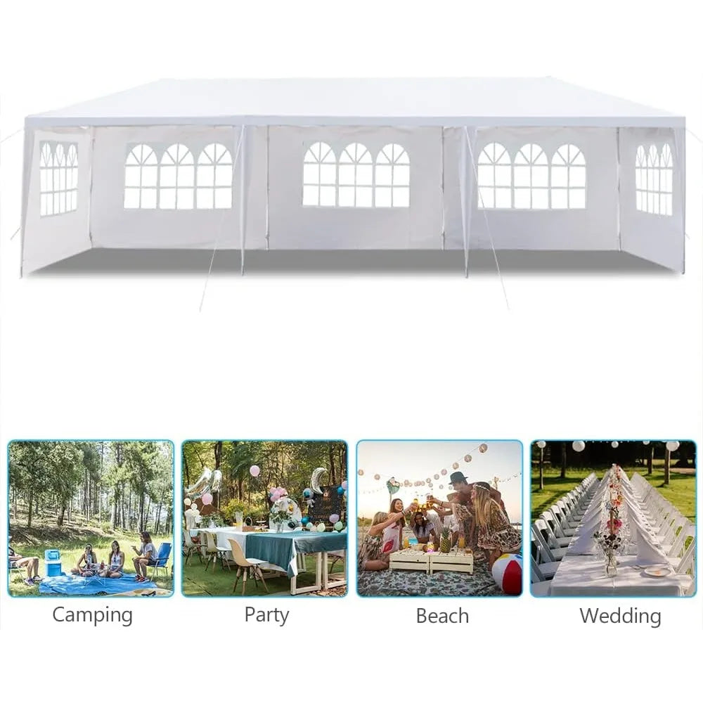 Tente de fête 10'x30', tentes extérieures pour événements de mariage avec 5 parois latérales amovibles, grand auvent, tonnelle robuste pour fêtes, Patio Bir
