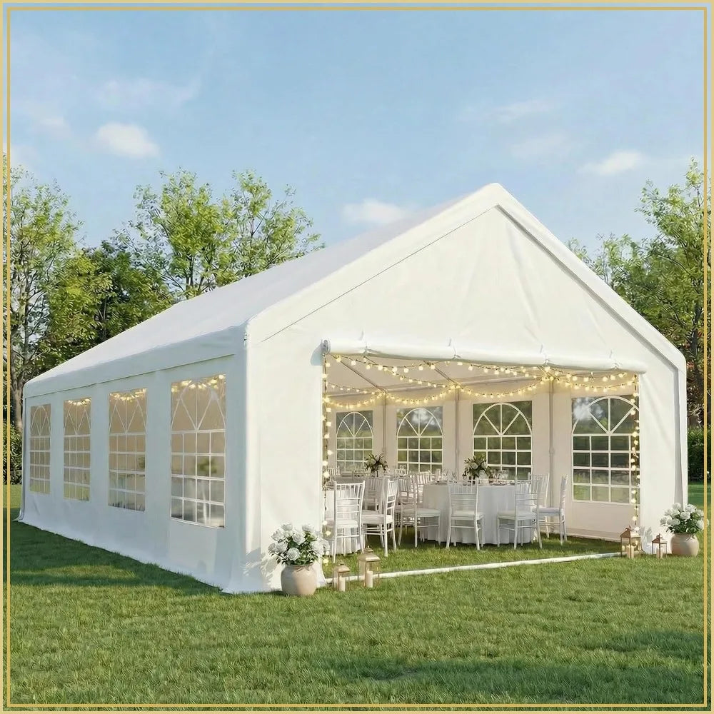 20x30 Party Tent Heavy Duty Canopy Wedding Gazebo Outdoor Event Shelter BBQ Waterproof White
