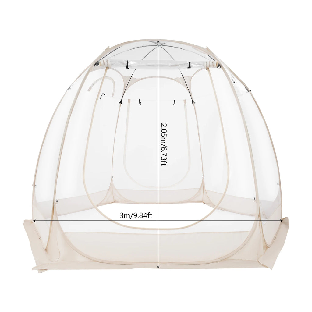 Clear Pop Up Bubble Tent Garden Courtyard Tent Camping Tent for Outdoor Lawns, Backyards  3*2.05m/9.84*6.73ft
