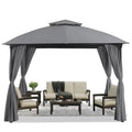Patio Arc Gazebo Outdoor  Tent 10'x10' Party Tent Shelter with Curtains Expansion Bolts and Wind-Resistant Ropes for Patios Gar