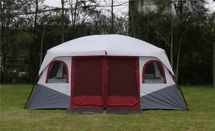 6-12Persons 2Rooms Large Space Tent Glamping Tourist Outdoor Camping Family Travel Anti-storm Suncreen Luxury UV 50+ Beach Play