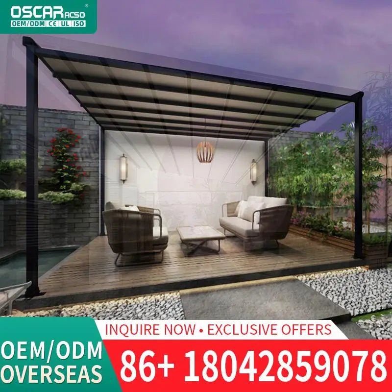 Outdoor Electronic PVC Pergola for Garden Patio and Yard Retractable Canopy Pergola