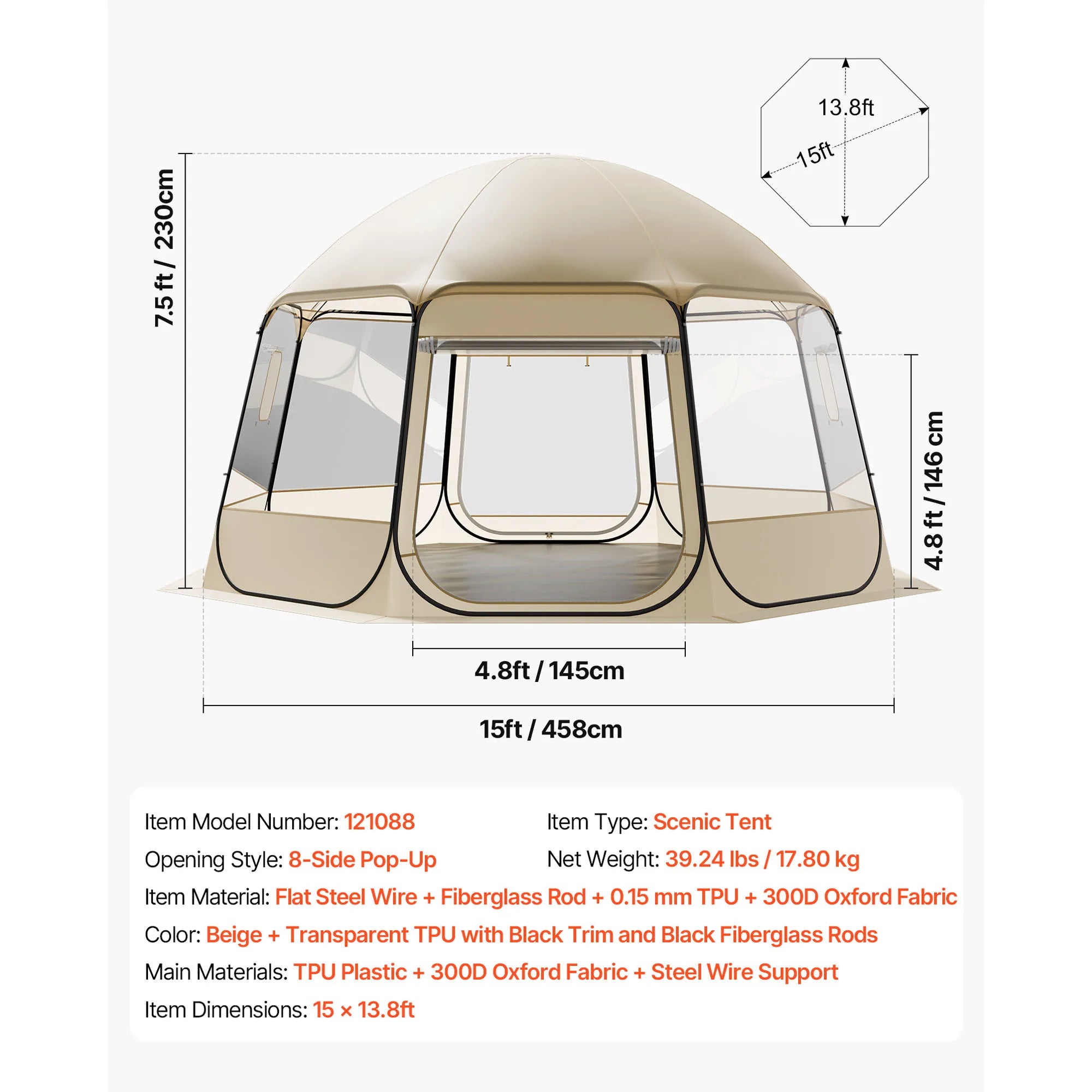 SucceBuy Pop up Bubble Tent Waterproof & UV-Resistant Clear Camping Tent Shelter Outdoor Garden Dome Igloo Tents with Windows