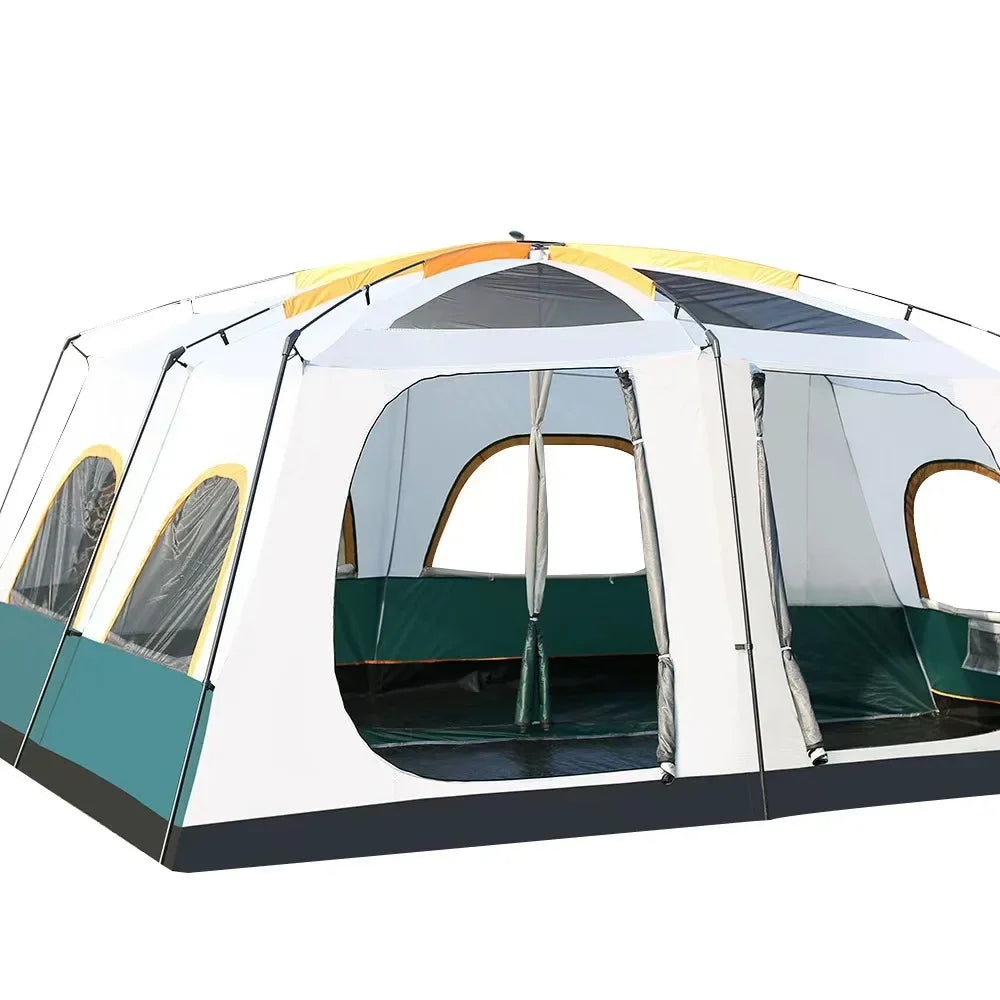 2026New Outdoor 8-12 People Double Rain And Sun Protection Family Road Trip Picnic Camping Two Rooms Tent