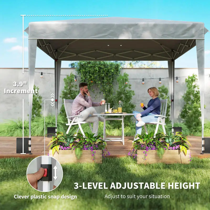 10 x 10 ft Pop Up Canopy Tent with Sidewalls, UPF50+ Outdoor Portable Instant Canopy Shelter with Carry Bag, Light Gray