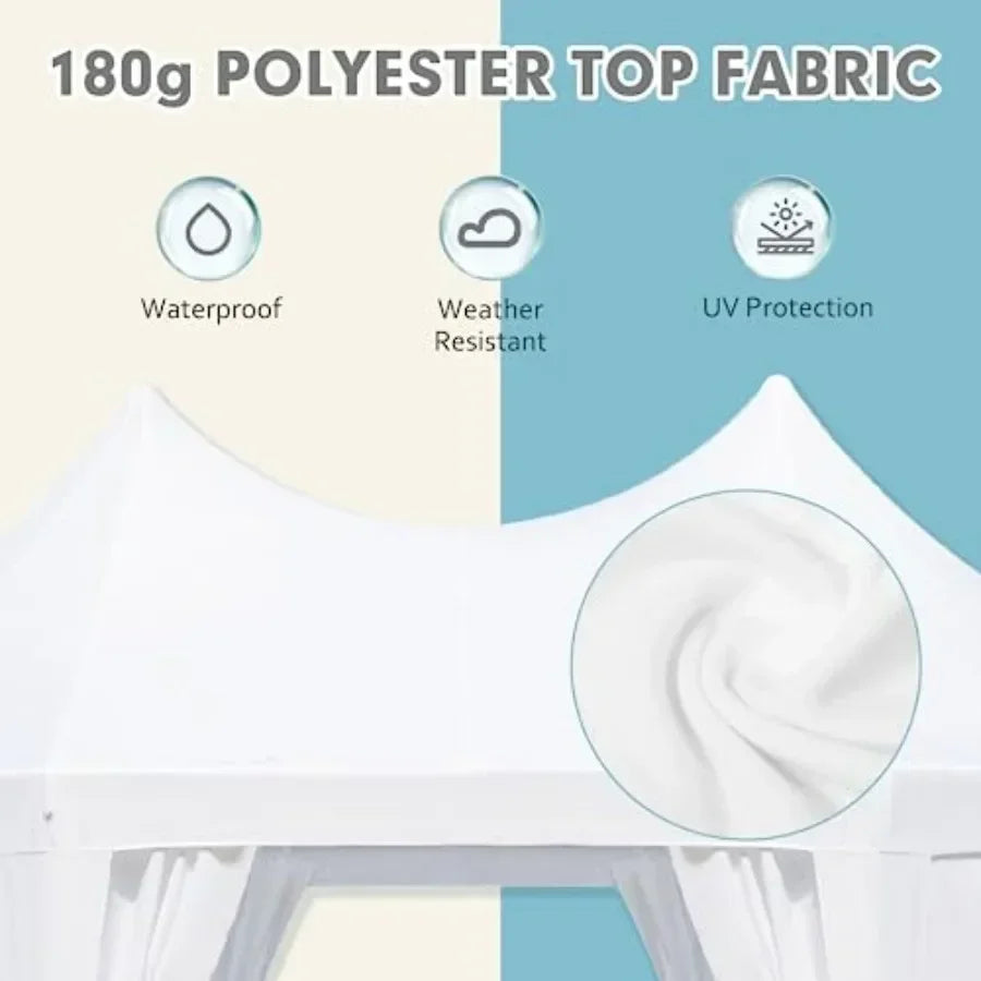 20x15ft Party Tent White Wedding Octagonal Heavy Duty  with 6 Removable Sidewalls 6 Church Windows and 2 Pull-Back Doors Outdoo