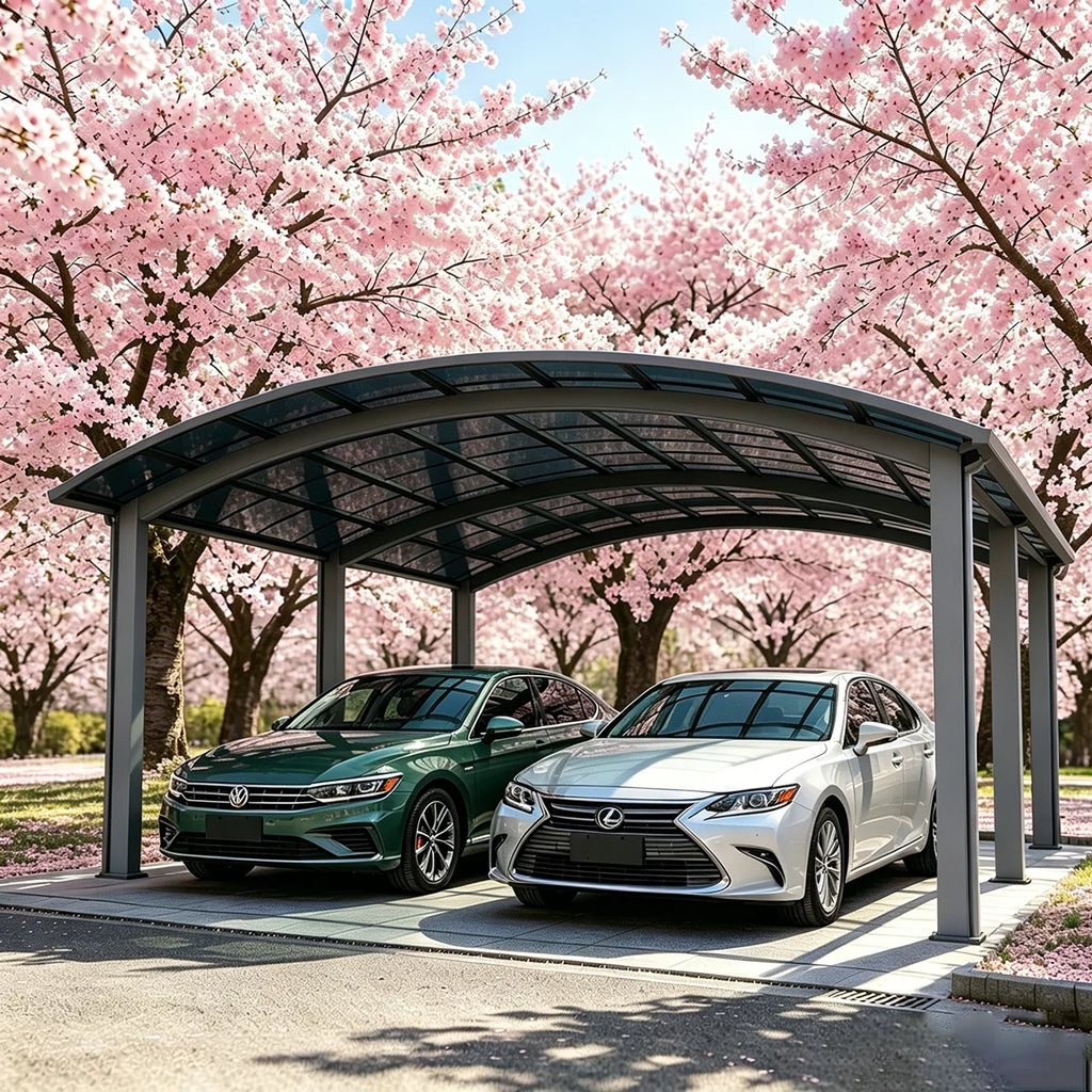 Premium Aluminum Outdoor Structures & Shade, Freestanding Carport Garage with Thick Roof Panels, Reliable Car Parking Shelter