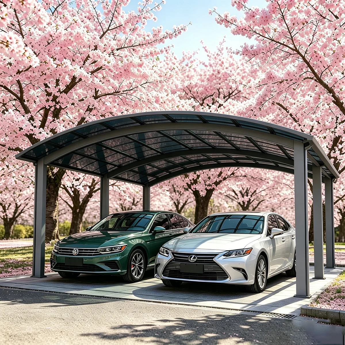 Premium Aluminum Outdoor Structures & Shade, Freestanding Carport Garage with Thick Roof Panels, Reliable Car Parking Shelter