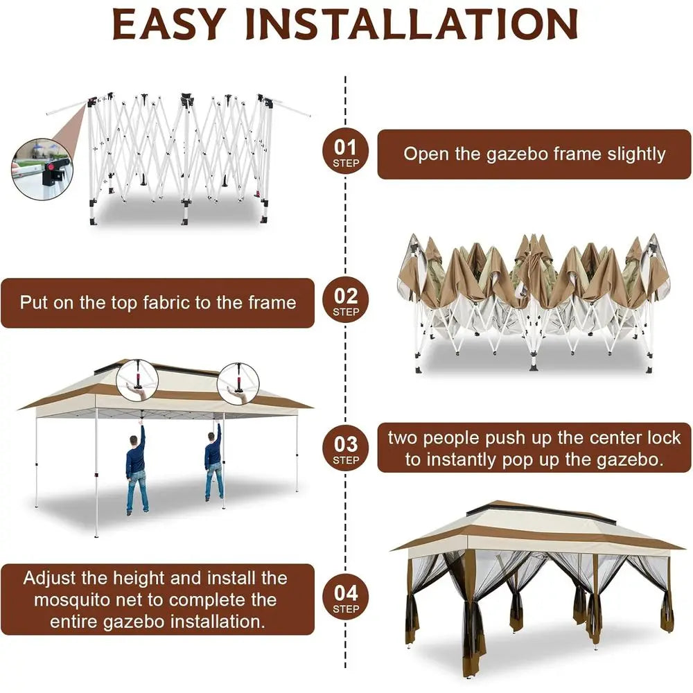 12x20 up Tent - Gazebo, Party Tents or Parties, Carpas para iestas, Large Outdoor up Patio Sned Gazebos, Shelter Tents with Net