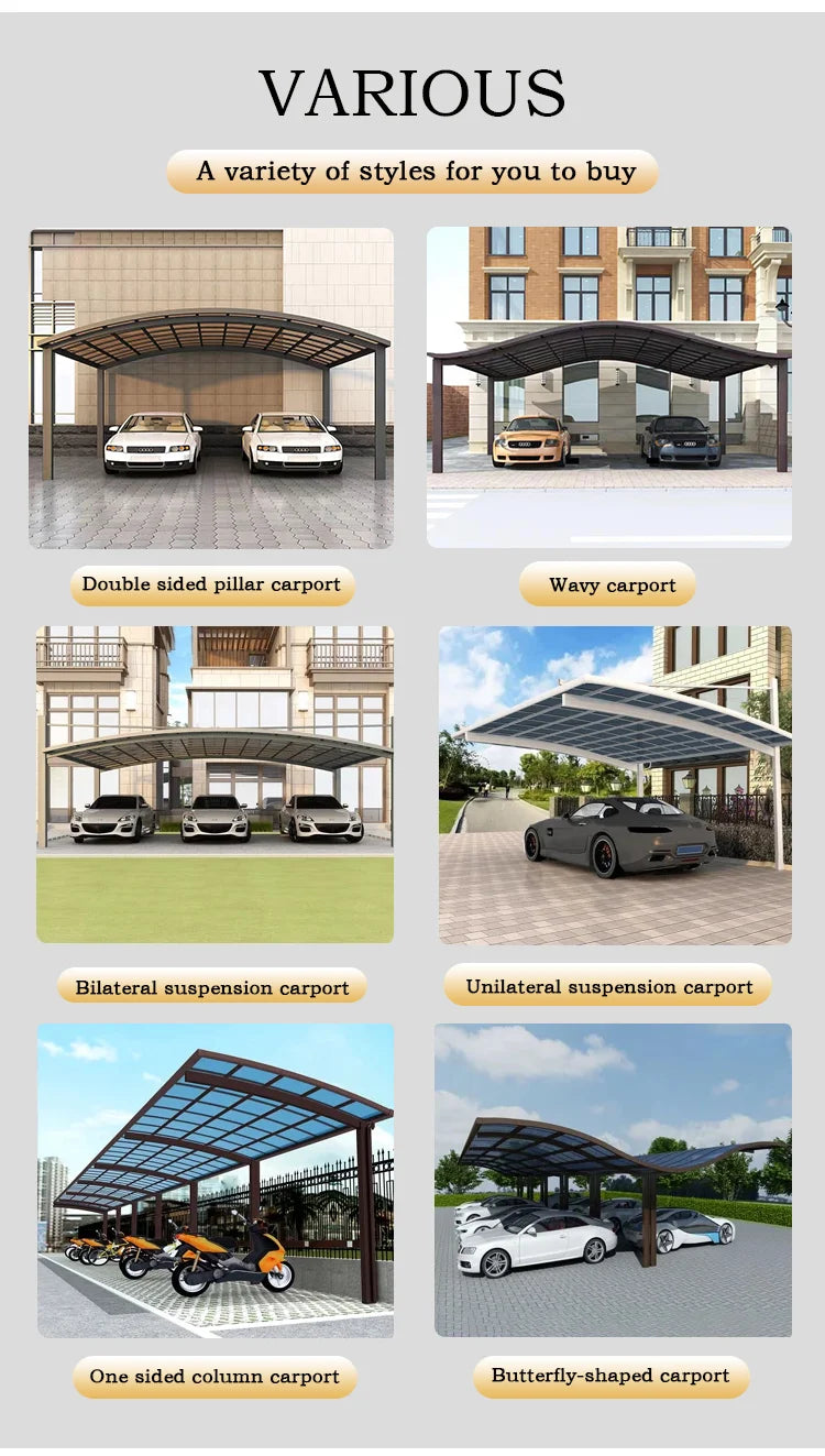 Premium Aluminum Outdoor Structures & Shade, Freestanding Carport Garage with Thick Roof Panels, Reliable Car Parking Shelter