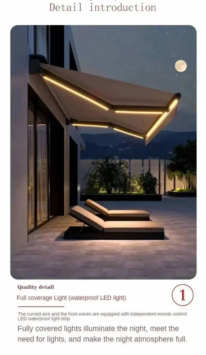 Z Electric Balcony Retractable Pergola Gazebos Awning Aluminum Tents Alloy Outdoor Eaves Rainproof Courtyard Tent Villa Sunshade