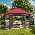 Gazebos on Clearance 13 x 13 Ft 6 Sided Outdoor Gazebo with Double Air Roofs and Netting Walls Heavy Duty Steel Fe Gazebo Tent