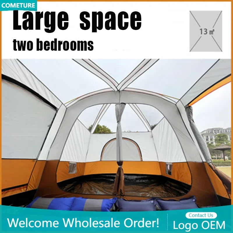 6 - 10 People Family Tour Hiking Picnic Rain-proof Mosquito-proof Wind-proof Camping Tent Outdoor  2 Rooms tent