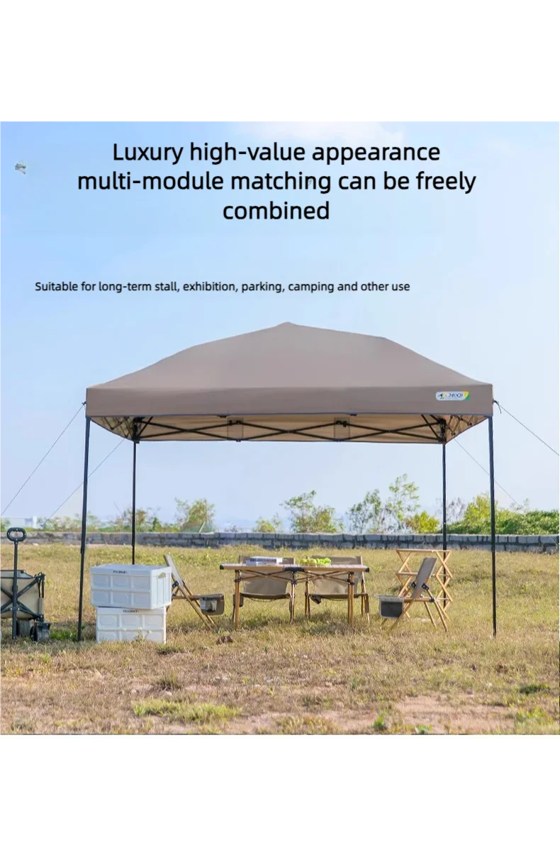 Outdoor pop-up canopy Gazebo Tent beach camping instant canopy 10x10 feet (khaki color) Convenient to carry withWith tugboat bag