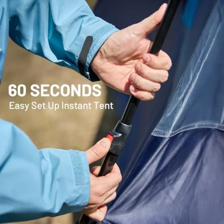 6 Person Blackout Design Camping Tent, 60s Easy Setup Instant Cabin Tent for Family with Rainfly, Water-Resistant, 9' x 9' x 72