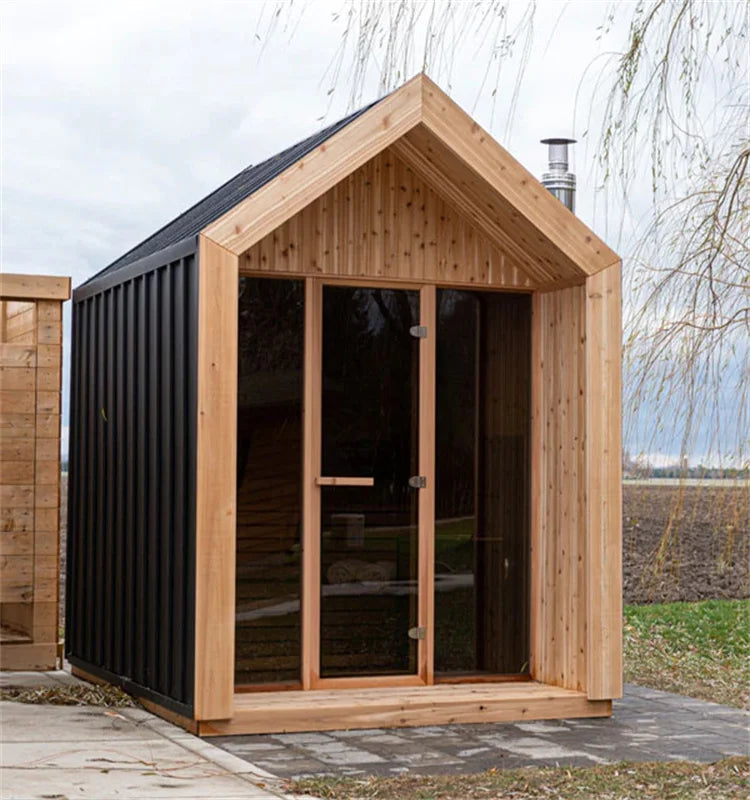 Sauna électrique extérieur pour 1 à 8 personnes, design Hemlock Spire, fitness, amincissement, avec poêle à bois, spa à domicile, détox, relaxation