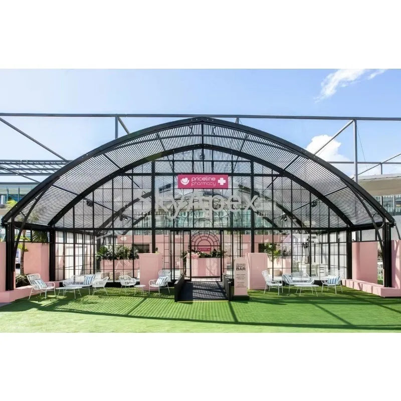 Tente Atrium en Aluminium Noir, Structure Personnalisée, Imperméable et Résistante aux UV, Idéale pour la Location, les Mariages, les Événements Extérieurs, en Promotion