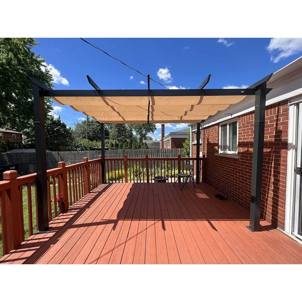 10 X 13 Outdoor Retractable Pergola with WeatherResistant Canopy Aluminum Garden Pergola Patio Grill Gazebo for Courtyard