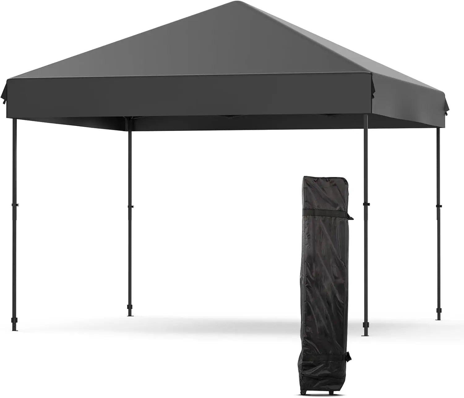 10x10 FT Pop Up Canopy Tent, Black Heavy Duty Waterproof Gazebo Shelter with Wheeled Carry Bag Portable Instant Sun Shade for Outdoor Parties, Events & Camping,Patio, Garden, Beach