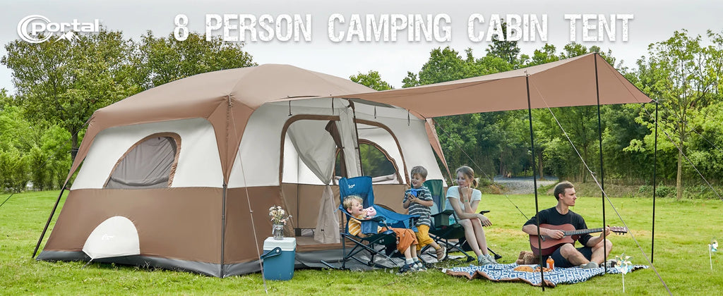 6 | 8 | 10 Person Family Camping Tent with Porch, Big Family Camping Tent with Tall Height, Good Ventilation, Water Resitant Large Tent for Outdoor Camping, Backyard