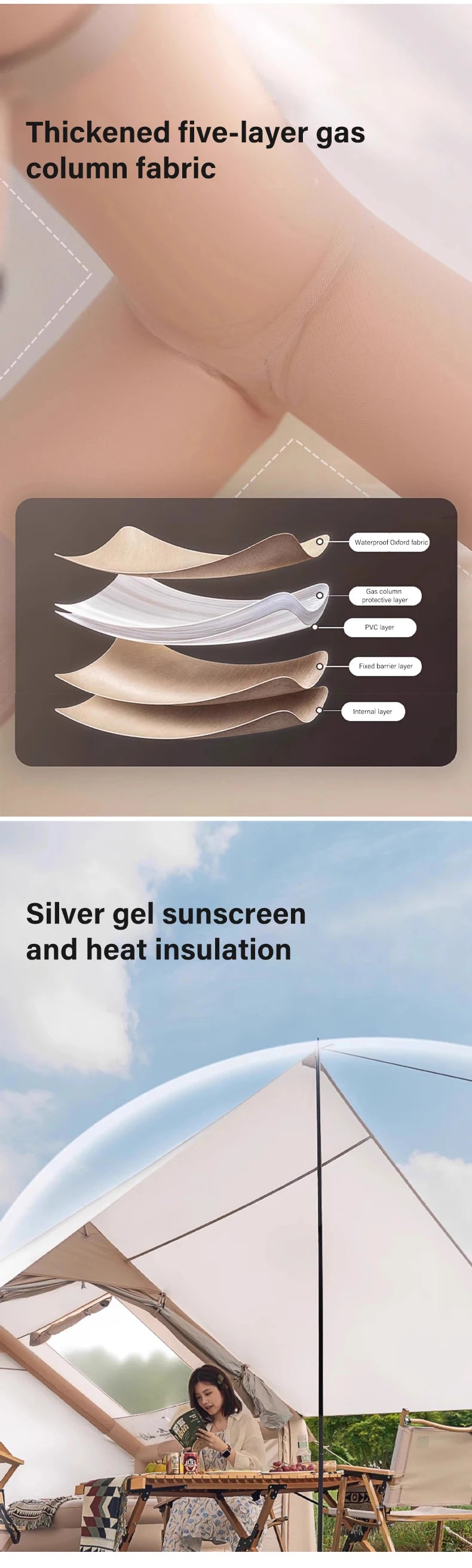 Auto Inflatable Tent with Sunshade, 2025 New 2 in 1 Pop Up Tent for Overnight Camping, Waterproof Lightweight Outdoor Instant Se