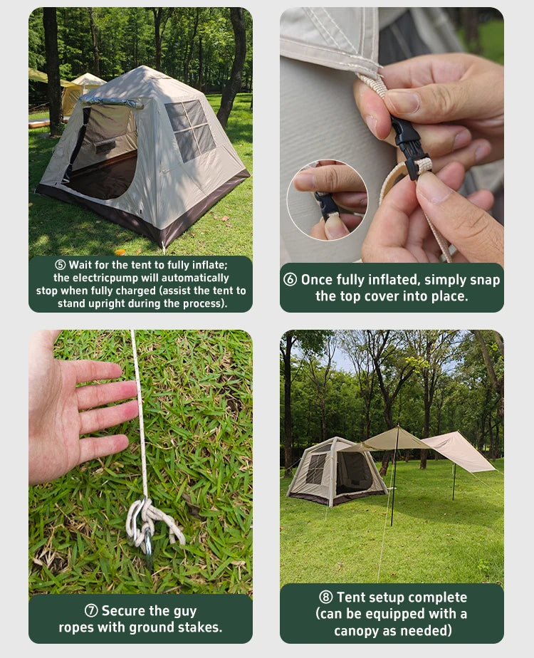 Outdoor Park Camping Glamping Tent Multi-person 4-5 People Tent Hiking Mountain Hiker Inflatable Tent Portable Rainproof Tent