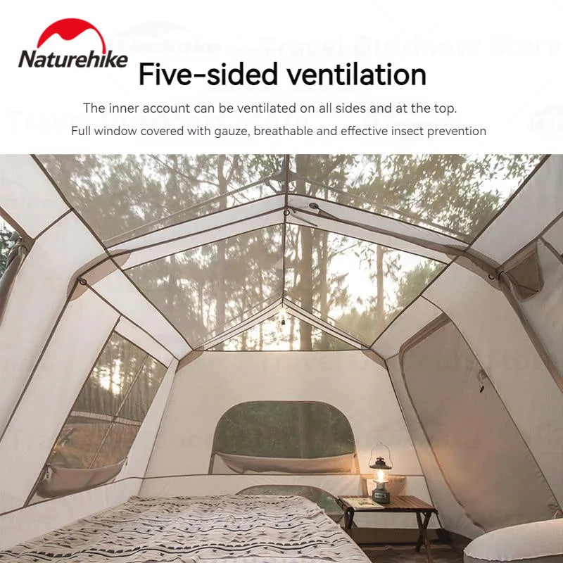 Naturehike Village 13㎡ Automatic Tent Camping Quick Opening Tents UPF50+ Breathable Tent PU2000mm Outdoor Travel For 4 Seasons