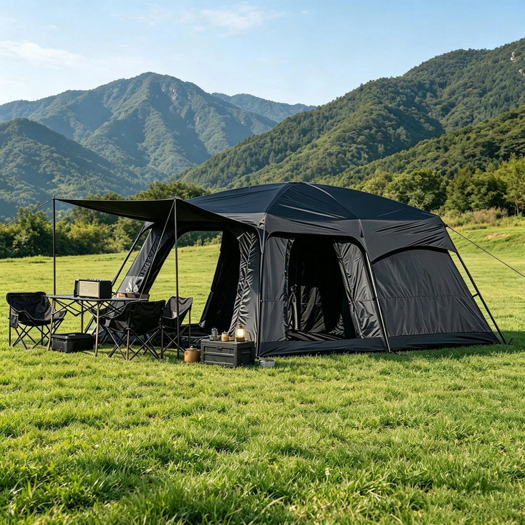 4/8/12-Person Outdoor Camping Tent with Extendable Canopy: Mosquito-proof, waterproof, and UV-resistant; well-ventilated and breathable to prevent stuffiness; quick to set up and easy to pack away; suitable for all seasons an