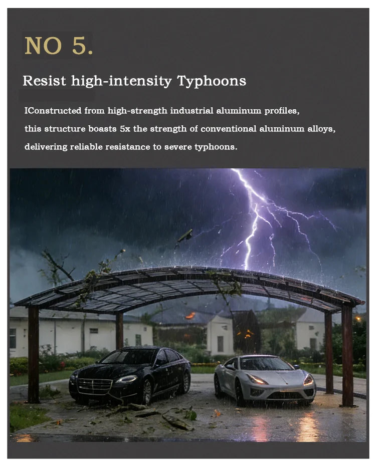 Premium Aluminum Outdoor Structures & Shade, Freestanding Carport Garage with Thick Roof Panels, Reliable Car Parking Shelter